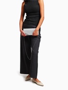 Сумка-клатч женская вечерняя на магните, на цепочке, комбинированная, со стразами, серебристая - Фото 3