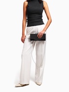 Сумка-клатч женская вечерняя на магните, на цепочке, комбинированная, со стразами, чёрная - Фото 3