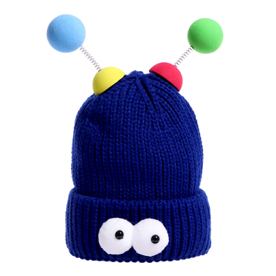 Карнавальная шапка "Глазастик" с рожками р-р 56-58, цвет синий