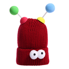 Карнавальная шапка "Глазастик" с рожками р-р 56-58, цвет бордовый - фото 320972881