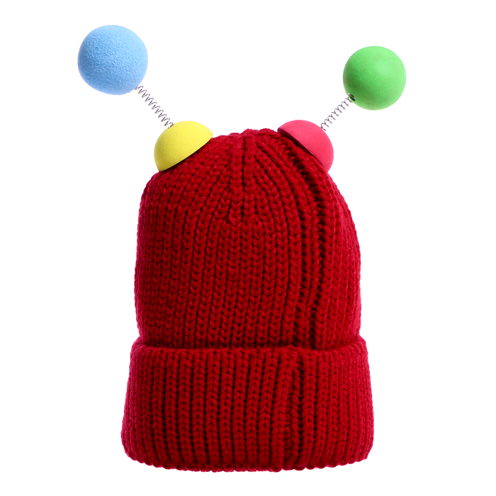 Карнавальная шапка "Глазастик" с рожками р-р 56-58, цвет бордовый