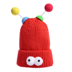 Карнавальная шапка "Глазастик" с рожками р-р 56-58, цвет красный - фото 3836297