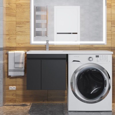 Тумба подвесная Uperwood, под стиральную машину Uperwood Magenta 60, с дверцами, цвет чёрный