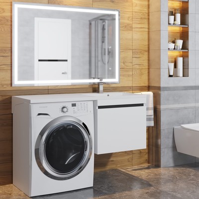 Тумба подвесная Uperwood, под стиральную машину Uperwood Magenta 60, выдвижной ящик, цвет белый/графит