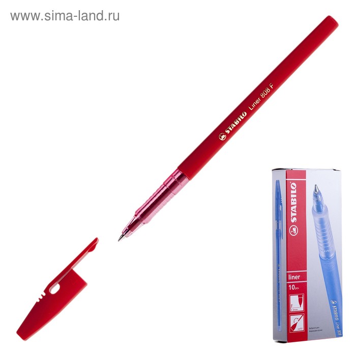 Ручка шариковая STABILO Liner 808, 0,7 мм, стержень красный - Фото 1