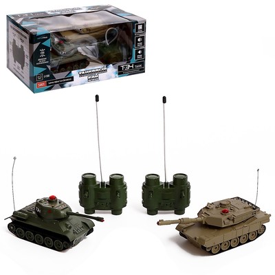 УЦЕНКА Танковый бой Т34 vs M1A2, на радиоуправлении, 2 танка, свет и звук