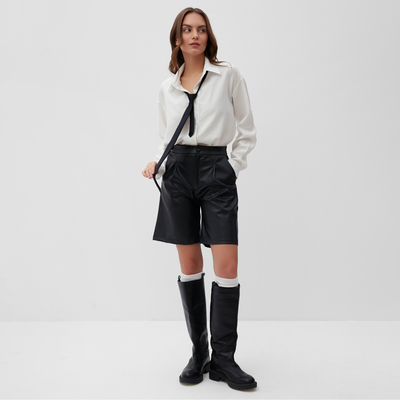 Шорты женские кожаные MIST Base, размер 42, чёрные