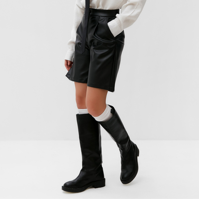 Шорты женские кожаные MIST Base, размер 42, чёрные