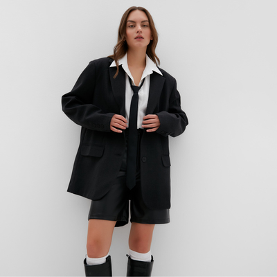 Шорты женские кожаные MIST Base, размер 42, чёрные