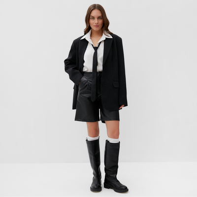 Шорты женские кожаные MIST Base, размер 42, чёрные