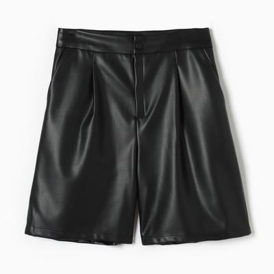 Шорты женские кожаные MIST Base, размер 42, чёрные