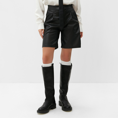 Шорты женские кожаные MIST Base, размер 46, чёрные
