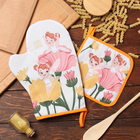 Набор кухонный «Доляна. Весна»: варежка 20×28 см, прихватка 17×17 см, 35% хлопок, 65% п/э - Фото 1