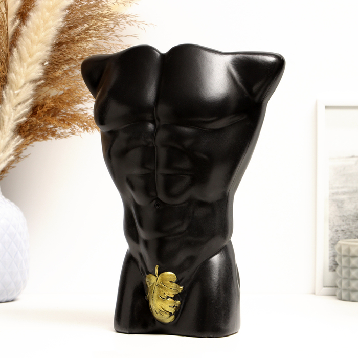 Кашпо - ваза "Торс мужчины" черное золото, 26,5 см - фото 1909483238