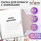 Набор папок для бумаги с завязками Calligrata, 320 г/м², картон немелованный, до 200 листов, 10 штук - Фото 1