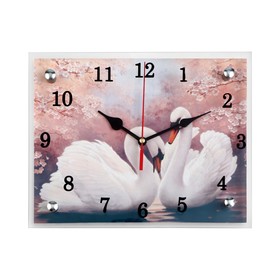 Часы настенные, интерьерные "Лебеди", бесшумные, 20 х 25 см