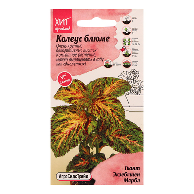 Семена Цветов Колеус блюме «Гиант Экзибишен Марбл», 10 шт., «Агросидстрейд»