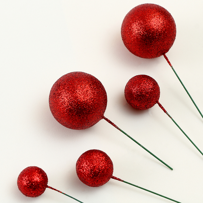 Топпер для торта «Бусины», набор 20 шт., красный - Фото 1