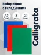 Набор папок А5, 20 вкладышей, Calligrata, микс, 3 штуки - Фото 1