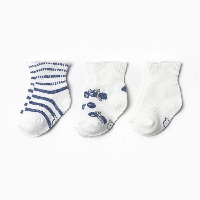Набор детских носков Крошка Я Blueberry 3 пары, р. 10-12 см - Фото 1