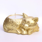 Cвеча "Кошка" в подсвечнике из гипса, 7,5х10х5,5см,золото - Фото 2
