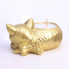 Cвеча "Кошка" в подсвечнике из гипса, 7,5х10х5,5см,золото - Фото 3