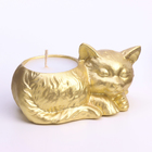 Cвеча "Кошка" в подсвечнике из гипса, 7,5х10х5,5см,золото - Фото 4
