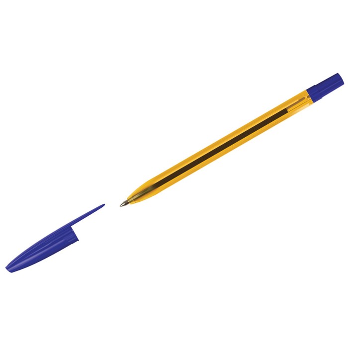Ручка шариковая СТАММ "111" синяя, 1,0мм, тонированный оранжевый корпус - Фото 1