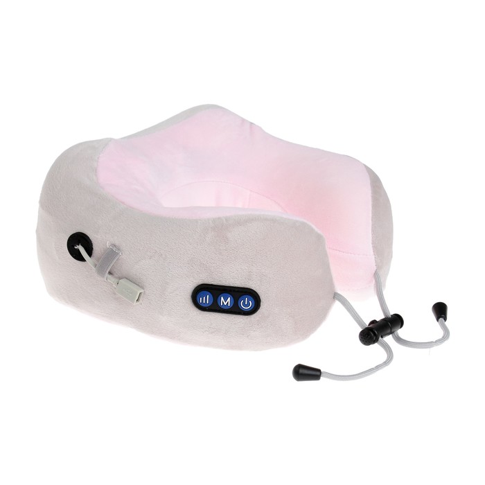 Массажная подушка LuazON LEM-06, 3.7 Вт, 2 вида массажа, ИК- подогрев, АКБ, розовая
