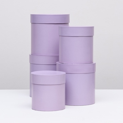 Набор круглых подарочных коробок 5 в 1 «Сирень перламутровая», 20×20 ‒15×15 см