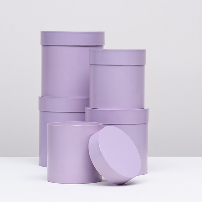 Набор круглых подарочных коробок 5 в 1 «Сирень перламутровая», 20×20 ‒15×15 см