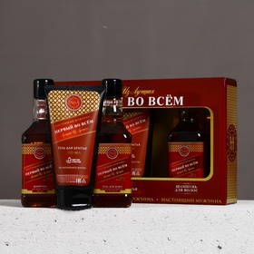 Подарочный набор «Первый во всем», гель для бритья 110 мл, гель для душа и шампунь для волос виски, 2×250 мл, Чистое счастье