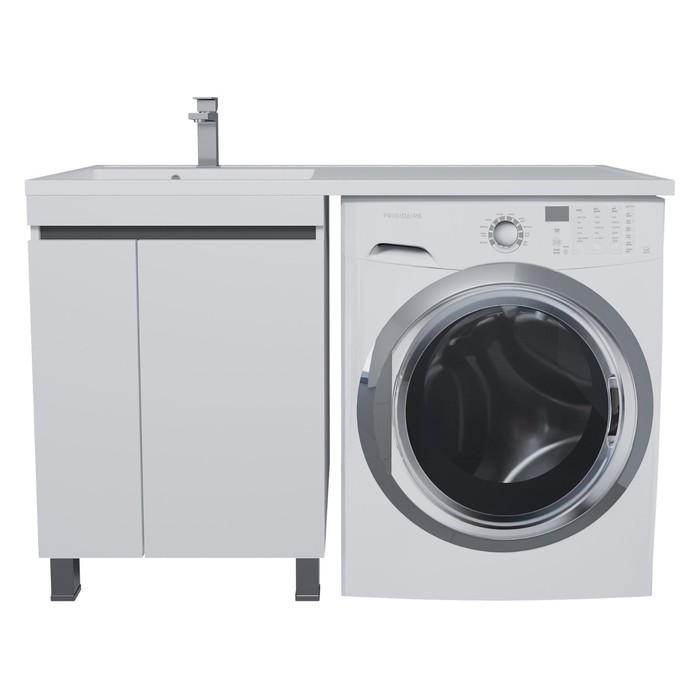 Тумба с раковиной Uperwood Magenta 60/120 см, напольная, белая/графит, с дверцами, левая - Фото 1