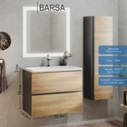 Тумба подвесная Uperwood, с раковиной Uperwood Barsa 70, цвет белый/чёрный/дуб сонома - Фото 1