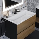 Тумба подвесная Uperwood, с раковиной Uperwood Barsa 70, цвет белый/чёрный/дуб сонома 10320744