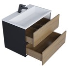 Тумба подвесная Uperwood, с раковиной Uperwood Barsa 70, цвет белый/чёрный/дуб сонома 10320744