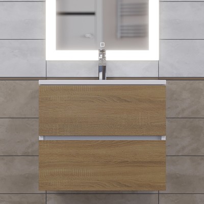 Тумба подвесная Uperwood, с раковиной Uperwood Barsa 60, цвет белый/дуб сонома
