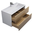 Тумба с раковиной Uperwood Barsa, 90 см, раковина белая, подвесная, белая/дуб сонома - Фото 8