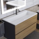 Тумба с раковиной Uperwood Barsa, 90 см, раковина белая, подвесная, чёрная/дуб сонома - Фото 4