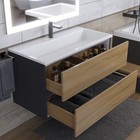 Тумба с раковиной Uperwood Barsa, 90 см, раковина белая, подвесная, чёрная/дуб сонома - Фото 5