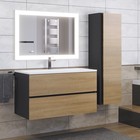 Тумба с раковиной Uperwood Barsa, 90 см, раковина белая, подвесная, чёрная/дуб сонома - Фото 7