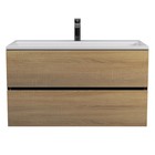 Тумба с раковиной Uperwood Barsa, 90 см, раковина белая, подвесная, чёрная/дуб сонома - Фото 8