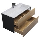 Тумба с раковиной Uperwood Barsa, 90 см, раковина белая, подвесная, чёрная/дуб сонома - Фото 9