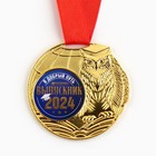 Медаль школьная на Выпускной «Выпускник 2024», на ленте, золото, металл, d = 5 см - фото 9031387