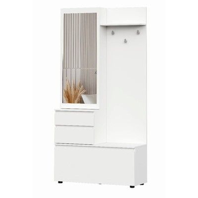 Прихожая в коридор «Одри», с вешалкой, с зеркалом, 1001×350×2000 мм, цвет белый