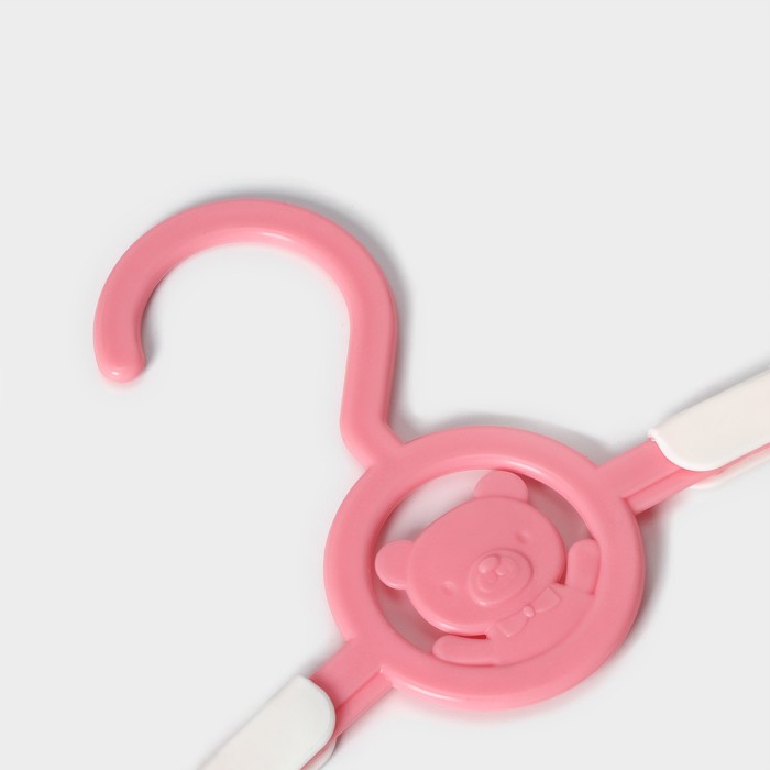 Плечики для одежды детские Доляна «Мишка», 28×16 см, набор 5 шт, цвет розовый