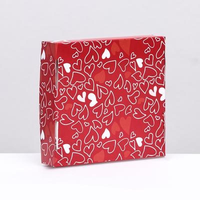 Подарочная коробка с окном, красная "с праздником" 11,5 х 11,5 х 3 см