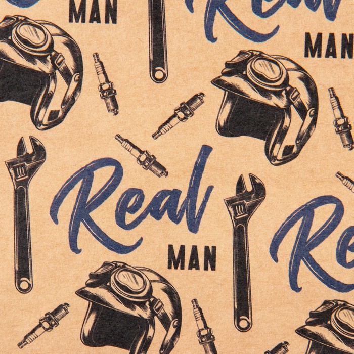 Бумага упаковочная крафтовая «Real man», 50 х 70 см