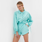 Комплект женский (блузка, шорты) MINAKU: Casual Collection цвет мятный, р-р 42 - фото 320993838