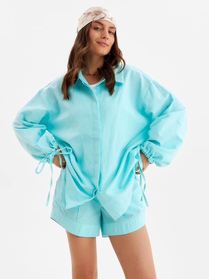 Комплект женский (блузка, шорты) MINAKU: Casual Collection, мятный, размер 46 - Фото 1